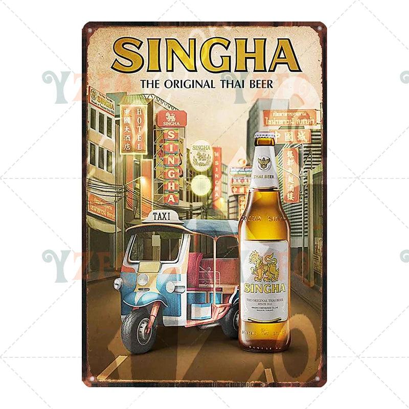 Japanese Beer. Thai Beer. Singapore Beer Vintage Metal Plates For Wall Bar Home Pub Art Kitchen Coffee  Decor 30X20CM DU-10008B