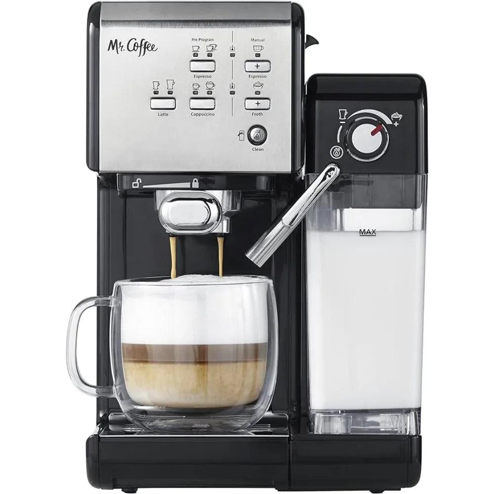 Mr. Coffee Espresso and Cappuccino Machine, Coffee Maker with Automatic Milk Frother and 19-Bar Pump, Stainless Steel