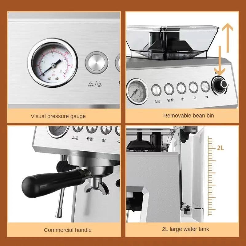 Integrated Grinder Coffee Machine Fully Automatic Espresso Coffee Machine Steam Milk Frothing Machine Italian-style Coffee Maker