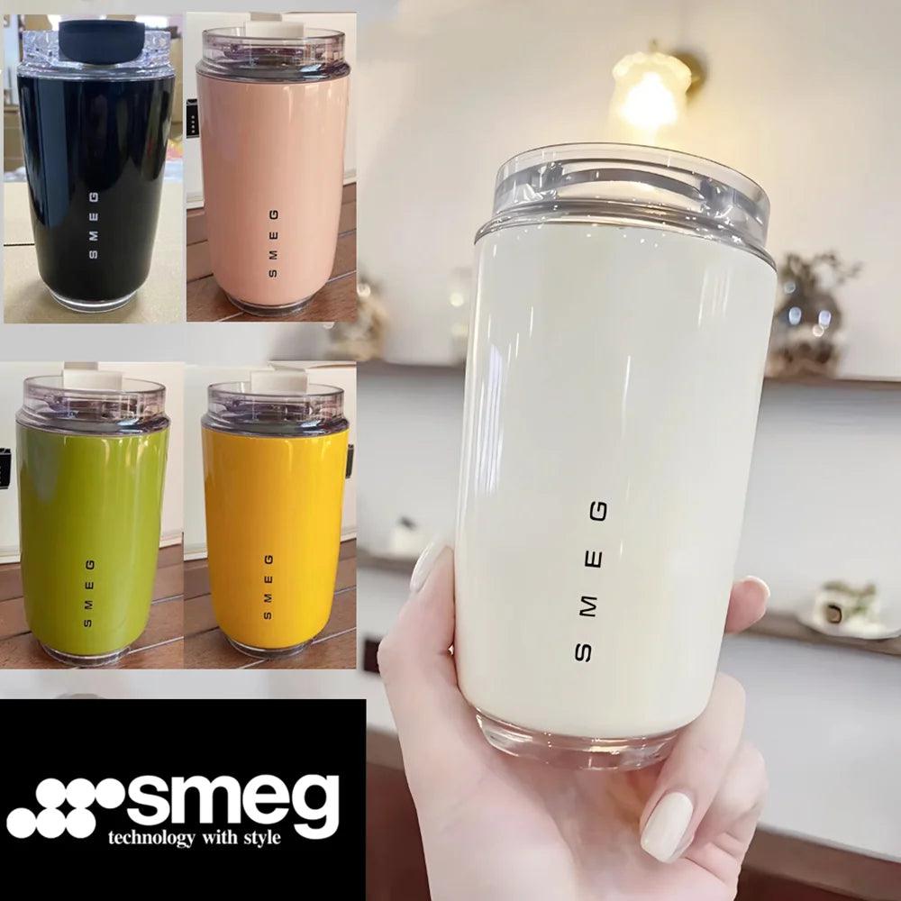 SMEG 240ML 5-Colors Coffee Beverage Cup Travel Portable Drinking Cup Stainless Steel Vacuum Leak proof Coffee Thermos