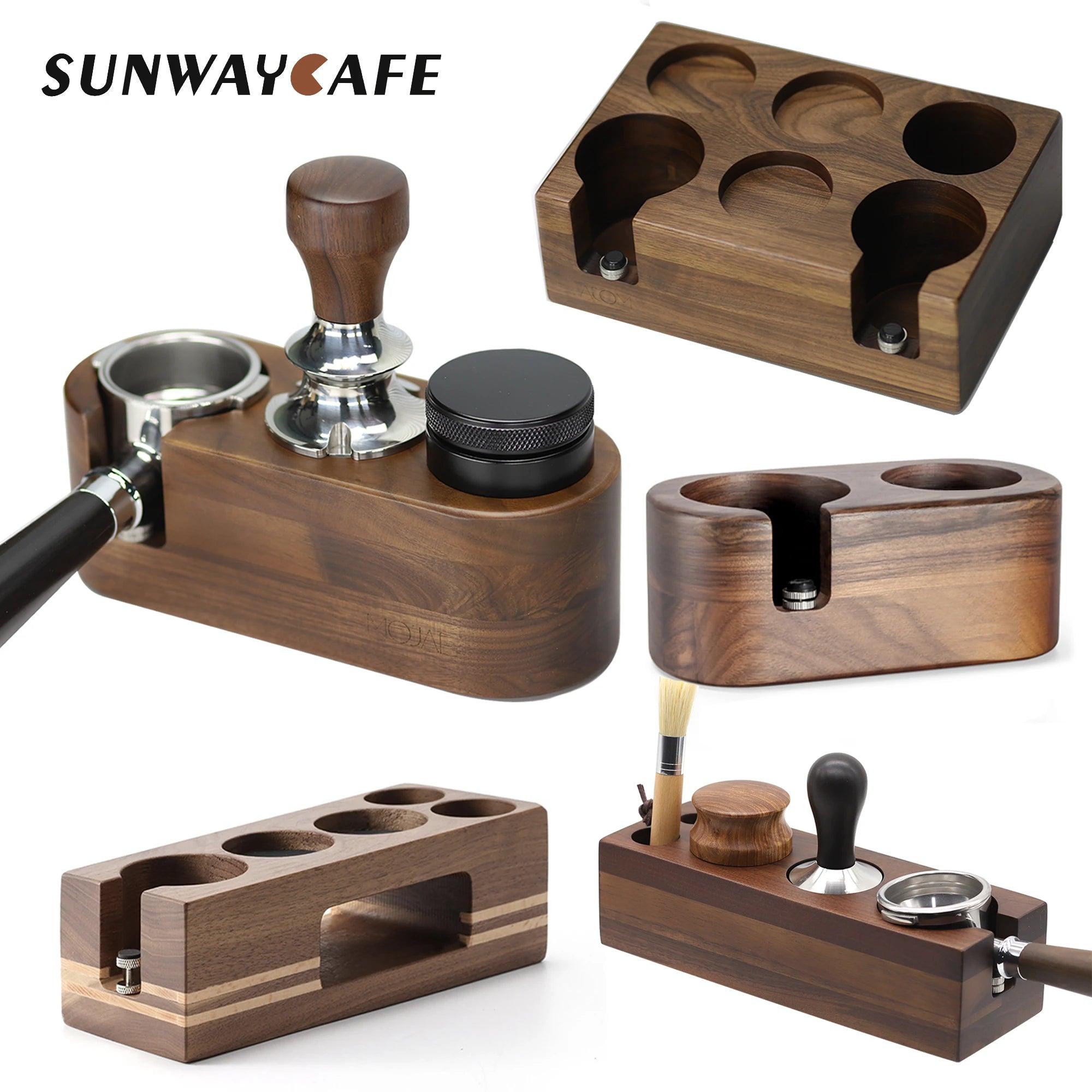 Walnut Wood Coffee Filter Tamper Holder Espresso Tamper Mat Stand Coffee Maker Support Base Rack Coffee Accessories for Barista