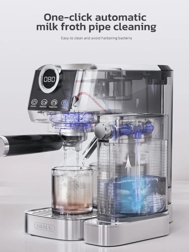 HiBREW  3 in 1 Semi Automatic Espresso Cappuccino Latte Coffee Machine Automatic Milk Froth Ground Coffee Stainless Steels H13A