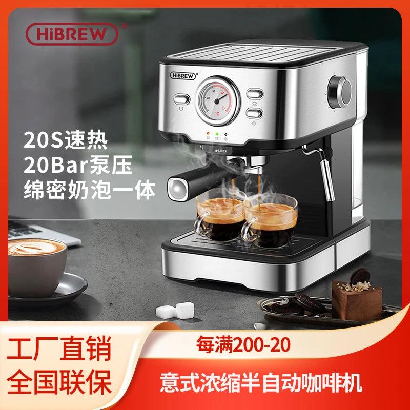 HiBREW  3 in 1 Semi Automatic Espresso Cappuccino Latte Coffee Machine Automatic Milk Froth Ground Coffee Stainless Steels H13A