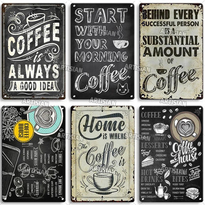 ARTISIAN Coffee Metal Tin Sign Vintage Menu Metal Signs Funny Metal Plaque Decorative Plate Home Bar Cafe Wall Industrial Decor