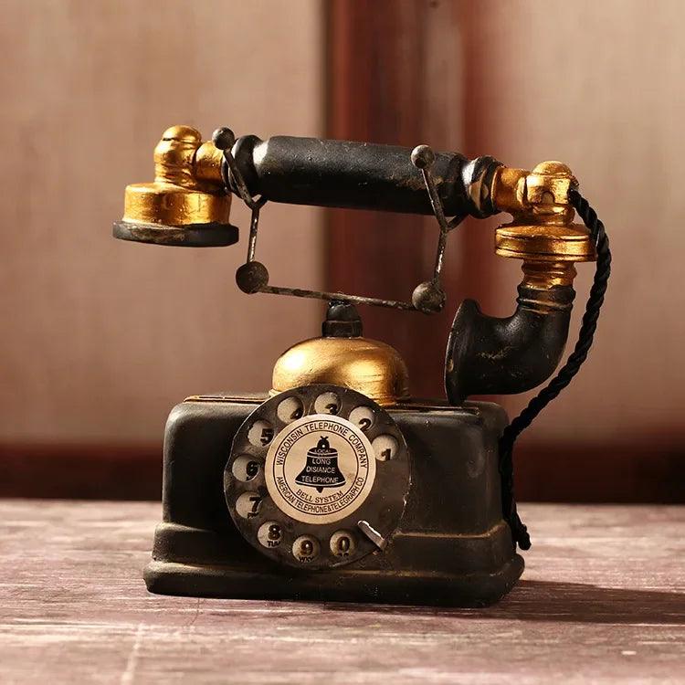 Retro Vintage Telephone Model Wall Hanging Furniture Phone Crafts Gift for Coffee Bar Old Antique House Phones Statue Decoration