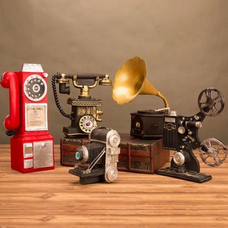 Retro Vintage Telephone Model Wall Hanging Furniture Phone Crafts Gift for Coffee Bar Old Antique House Phones Statue Decoration