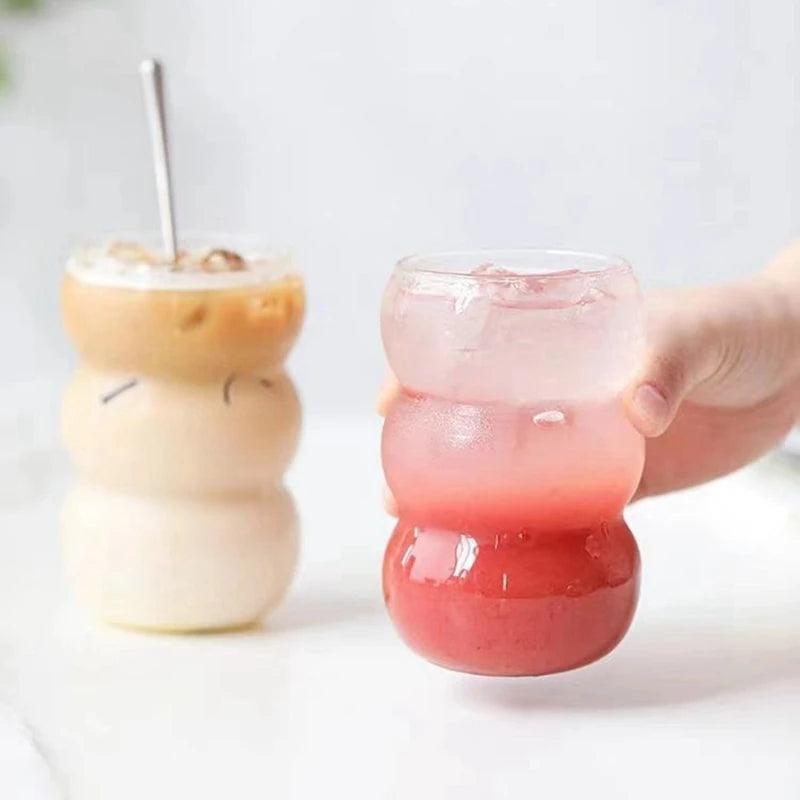 550ml Wave Shape Glass Cup Water Bottle Heat-resistant Beer Drinkware Tea Mug Coffee Juice Milk Tea Home Cafe Drinkware