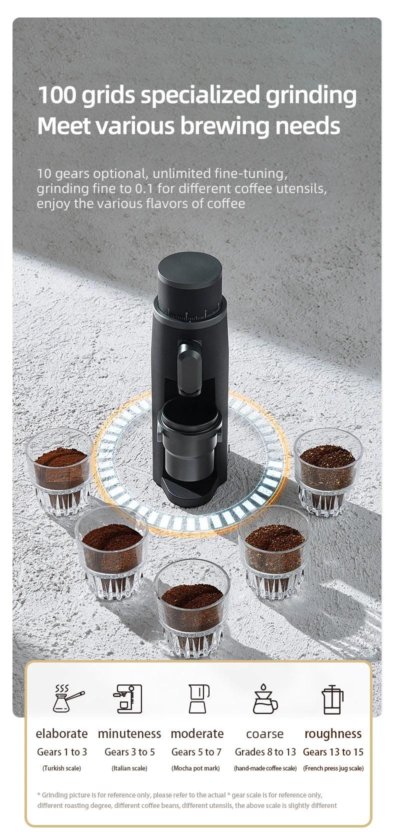 STARSEEKER EDGE Titanium Burr Coffee Grinder 48MM Espresso Burrs Stepless Fineness Adjustment Electric Coffee Grinders Black