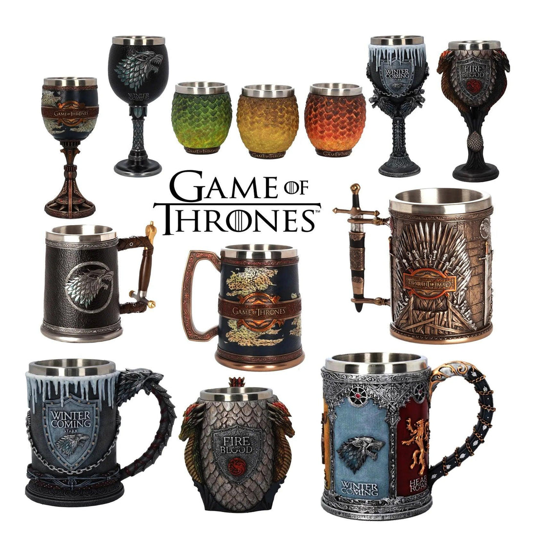 Stainless Steel Resin Thrones Cups, Song of Ice and Fire, Viking Beer Mug, 3D Sculpture Coffee Cups, Tankard Wine Goblet, Drinkw