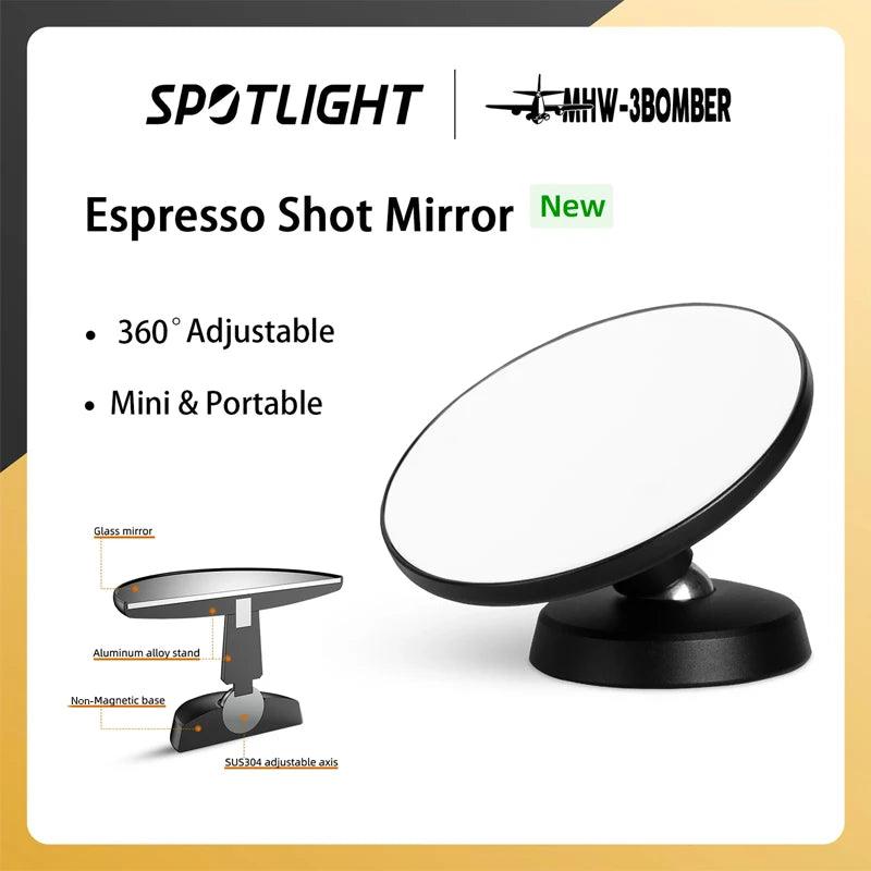 MHW 3BOMBER Espresso Shot Mirror for Bottomless Portafilter 360° Adjustable Reflective Mirror Chic Coffee Machine Accessories