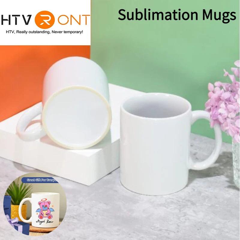 HTVRONT 12/6 Pack 11OZ Sublimation Mugs Sets Classic Blank Drinking Cups with Handles DIY Coffee Mug Gift for Sublimation Paper