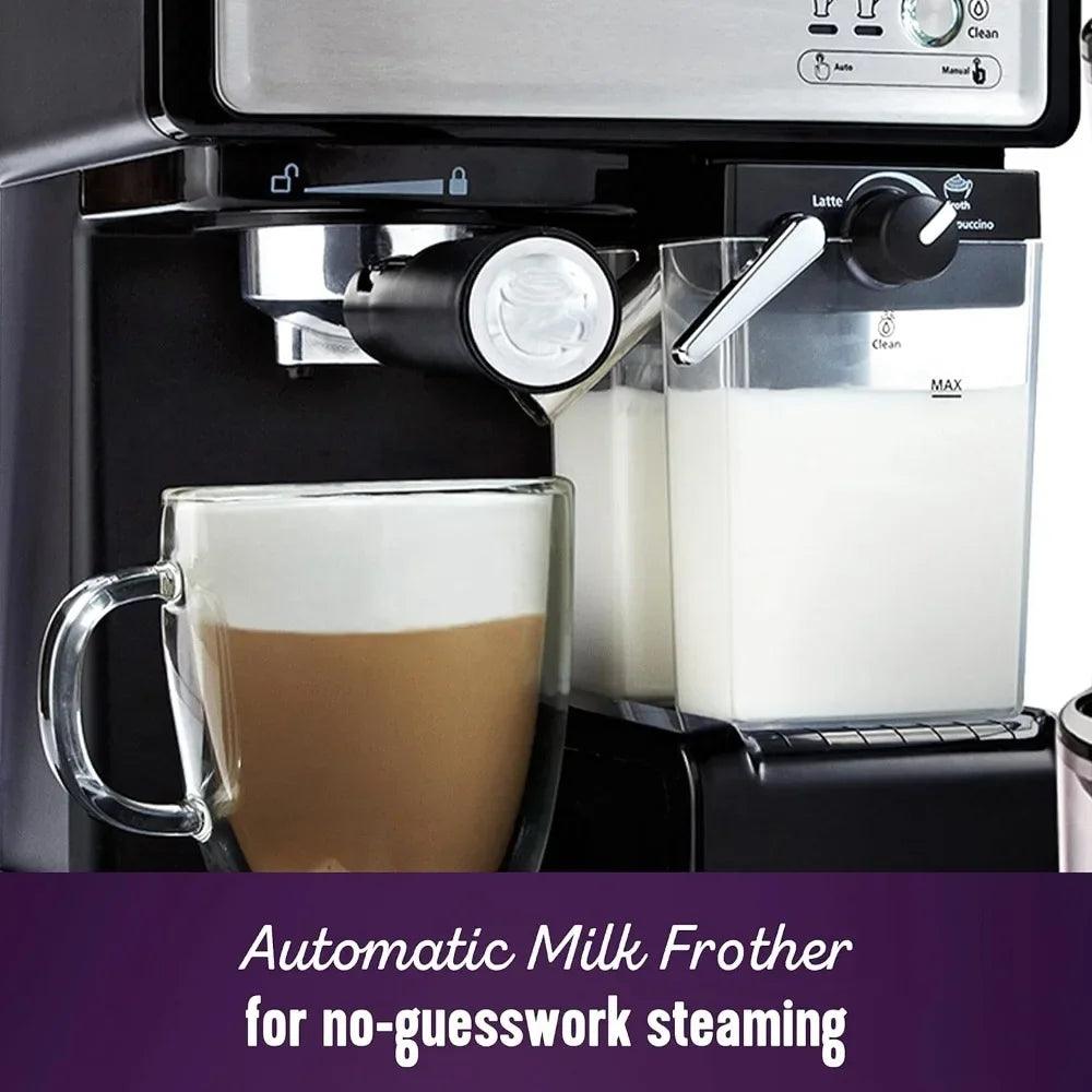 Mr. Coffee Espresso and Cappuccino Machine, Programmable Coffee Maker with Automatic Milk Frother and 15-Bar Pump