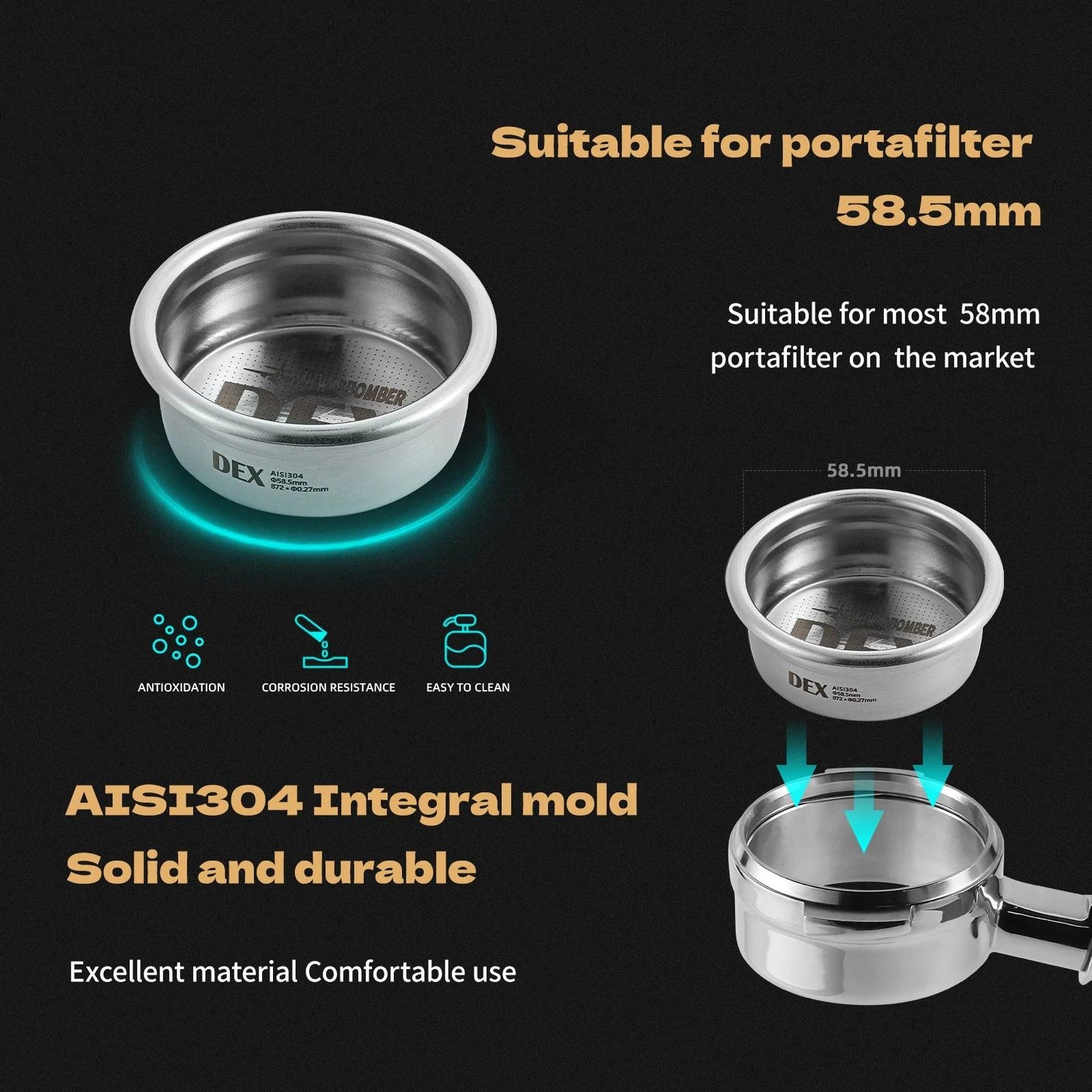 Stainless Steel 58.5mm Espresso Coffee Filter Baskets 15-22g Metal Basket Puck Screen for 58mm Protafilter Barista Accessories