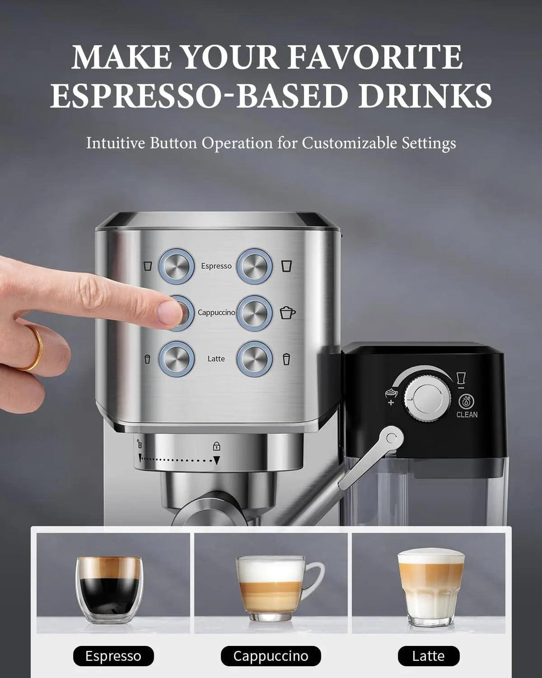 Espresso Machine 20 Bar for Home, Espresso Coffee Maker with Automatic Milk Frother for Cappuccino &amp; Latte, 34 Oz Removable Wate