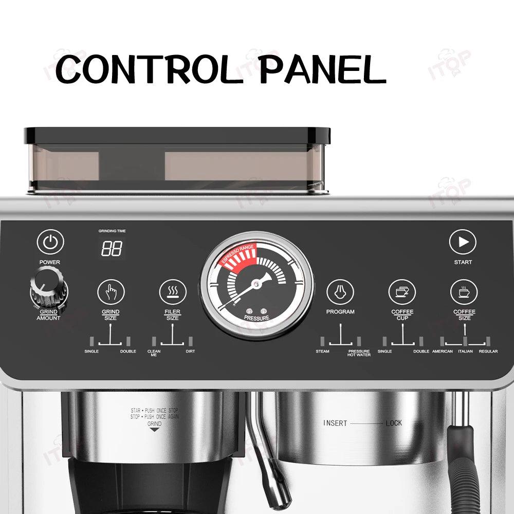 ITOP IT-ATC-11 3IN1 Automatic Coffee Machine 58mm Portafilter 20 Bar Grinder, Milk Forther Touch Screen Dual Boiler PID 220-240V