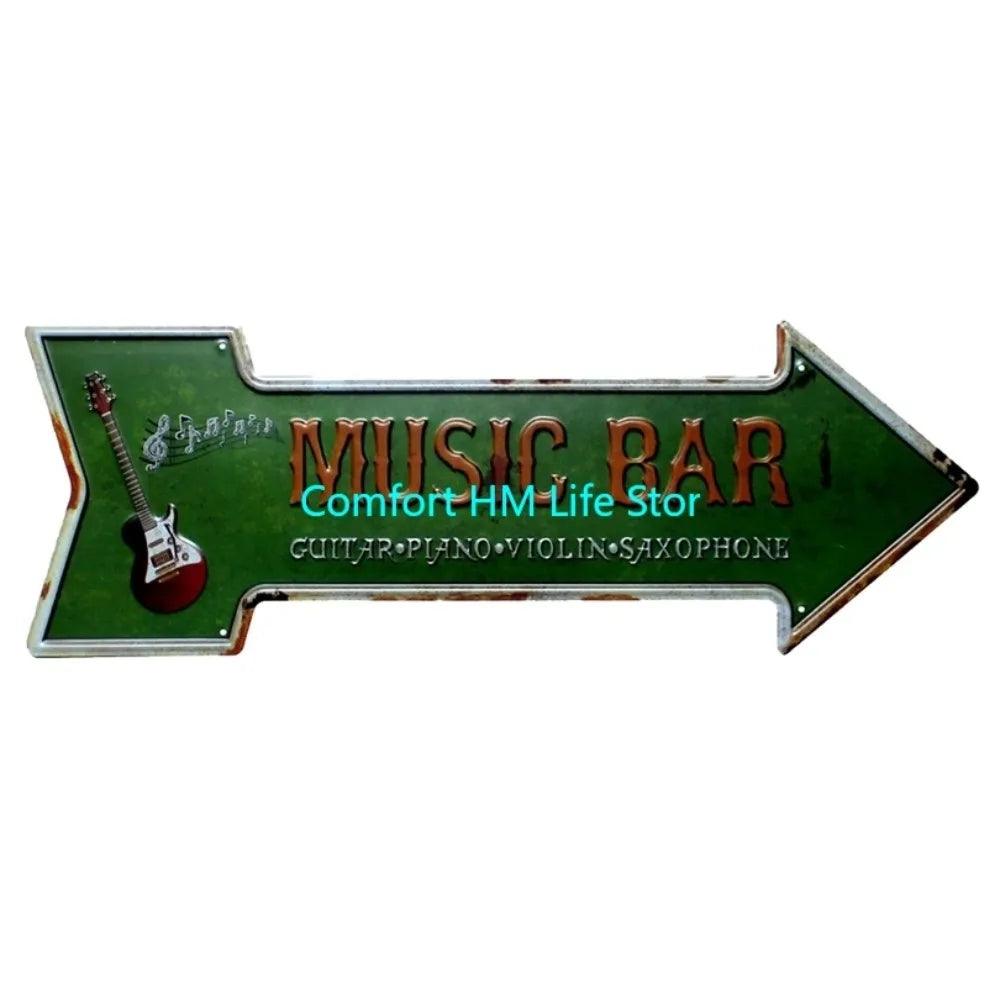 Irregular Arrow Shape Tin Sign Metal Plate Indicator Coffee Tea Shop Bar Hanging Sign Indoor Wall Decoration Iron Plaque 16x45cm