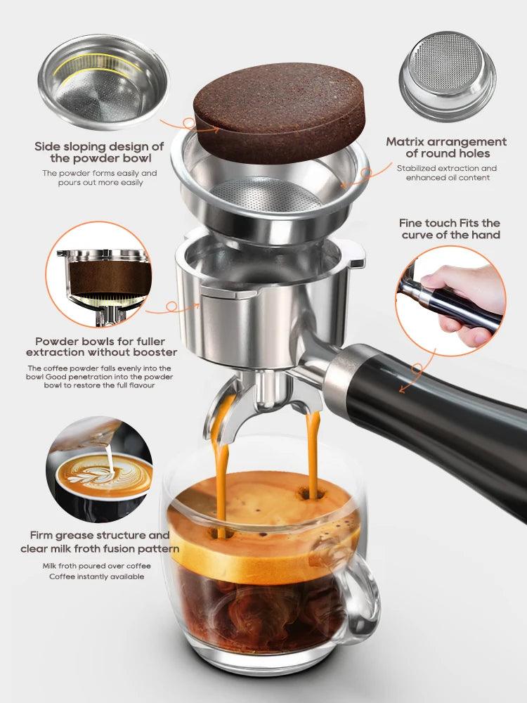 HiBREW  3 in 1 Semi Automatic Espresso Cappuccino Latte Coffee Machine Automatic Milk Froth Ground Coffee Stainless Steels H13A