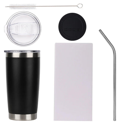 USA warehouse（6 Pack） 20oz Tumbler with Lid And Metal Straw Cup Bulk Vacuum Insulated Double Wall  Coffee  Powder Coated Mug