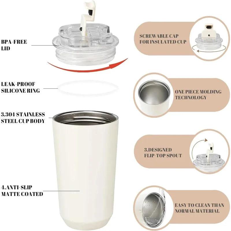 SMEG 240ML 5-Colors Coffee Beverage Cup Travel Portable Drinking Cup Stainless Steel Vacuum Leak proof Coffee Thermos